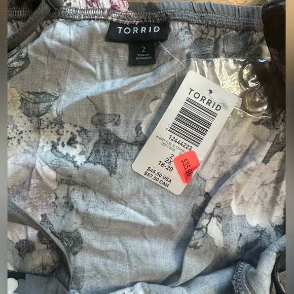 Torrid Grey Floral Challis Fit & Flare Midi Cami - Picture 8 of 8